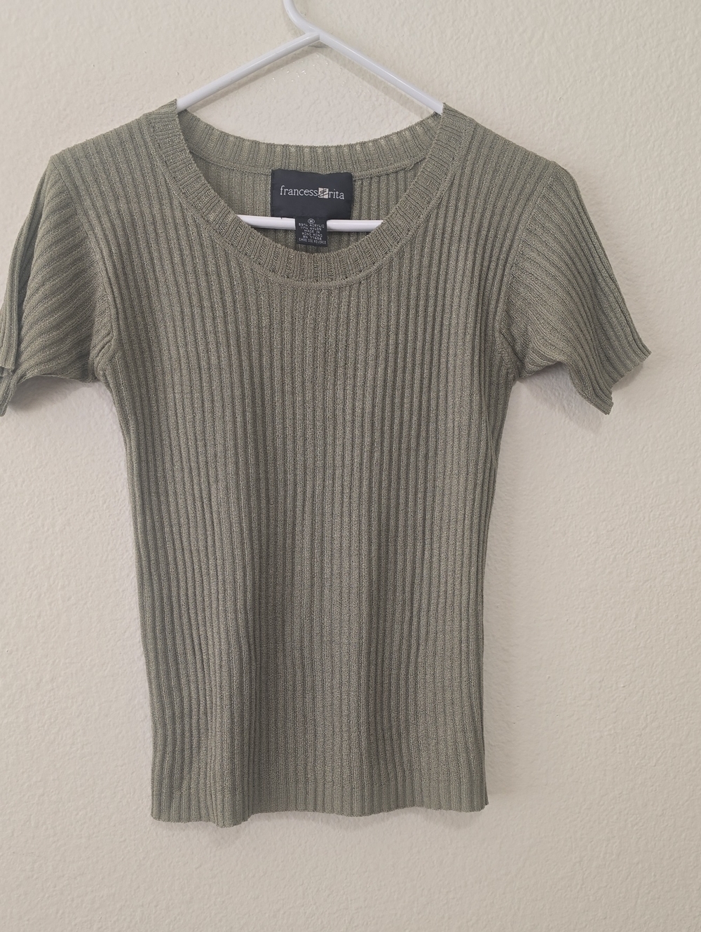 Francess & Rita Collections Sage Green Ribbed Short Sleeve Tee M